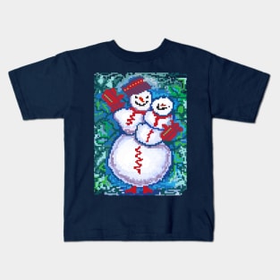 happy new year  2022 snowman christmas pixel Kids T-Shirt